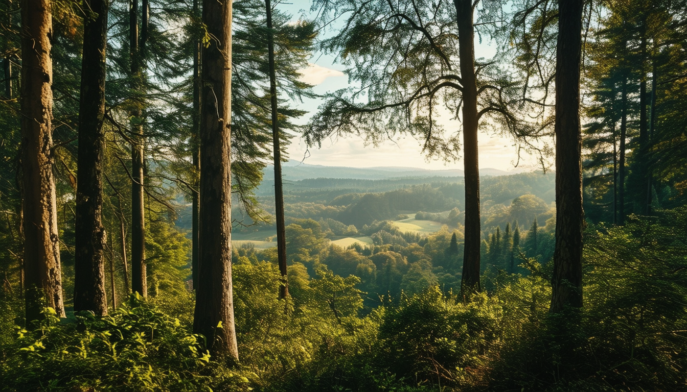 an image of a forest and surrounding landscape